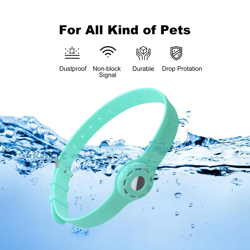 📍 Coleira de Silicone Ajustável para Pets com Suporte para AirTag - Anti-Perda!